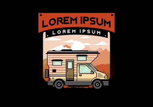 Van box camper illustration badge design vector