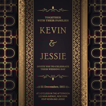 Elegant wedding invitation with pattern motif vector