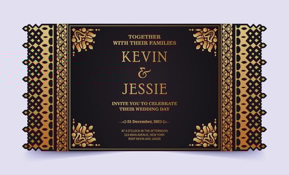 Elegant wedding invitation with pattern motif vector