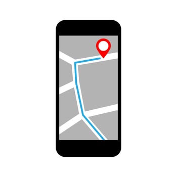 Smartphone map vector icon on white background