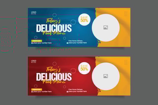 Healthy food menu promotion and social media cover banner template vector