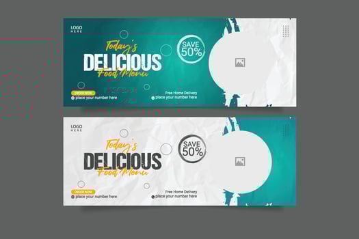 Healthy food menu promotion and social media cover banner template vector