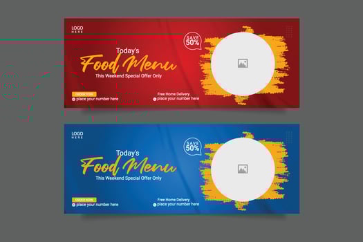 Healthy food menu promotion and social media cover banner template vector