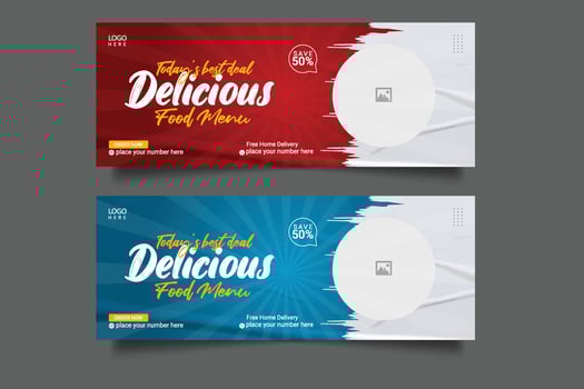 Healthy food menu promotion and social media cover banner template vector