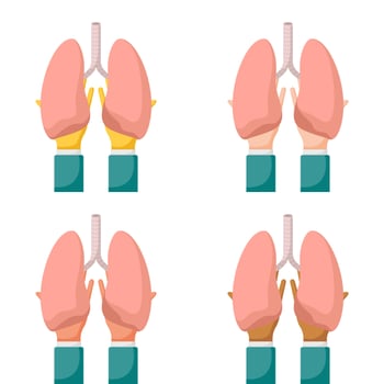 Set of hands gestures with lung vector