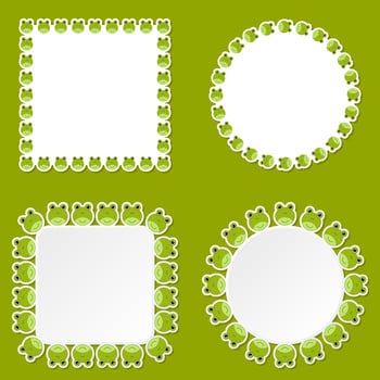 Frog with square frame for banner, poster, and greeting card vector