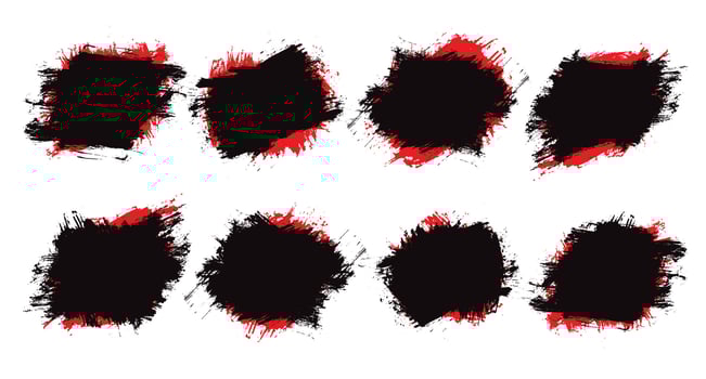 abstract red and black hand painted grunge texture set design vector
