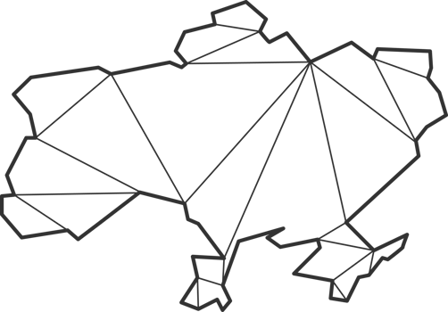 Mosaic triangles map style of Ukraine. png