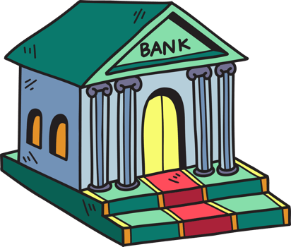 Hand Drawn bank building illustration png