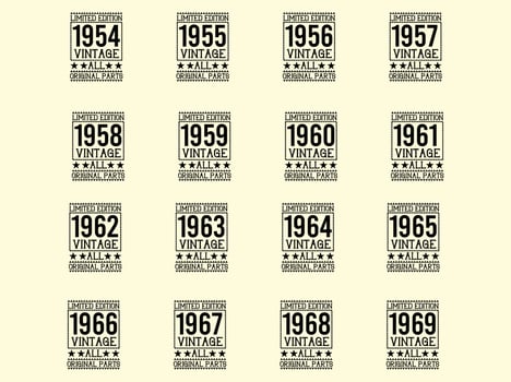 Vintage limited edition t-shirt design bundle vector