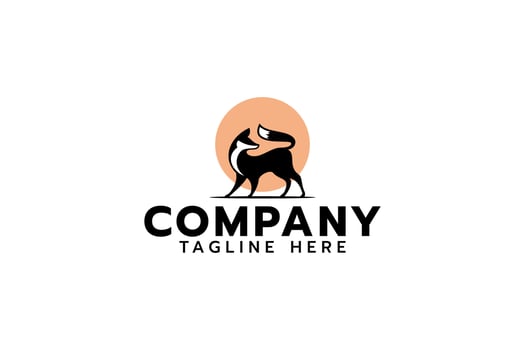 a simple fox logo with a fox and the sun. vector