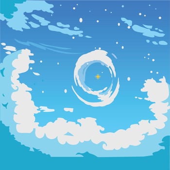 Blue sky clouds vector. Clean style anime. background design with shine star vector