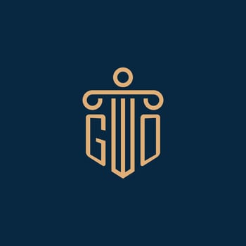 GO initial for law firm logo, lawyer logo with pillar vector