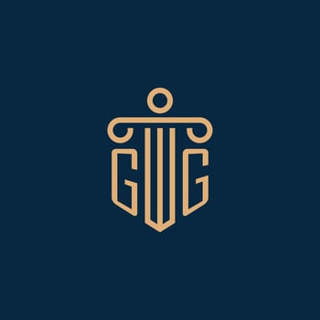 GG initial for law firm logo, lawyer logo with pillar vector