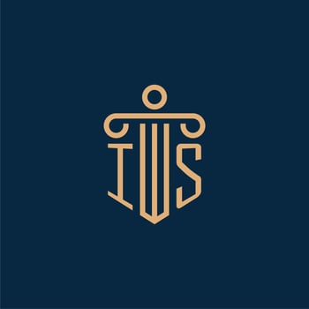 IS initial for law firm logo, lawyer logo with pillar vector