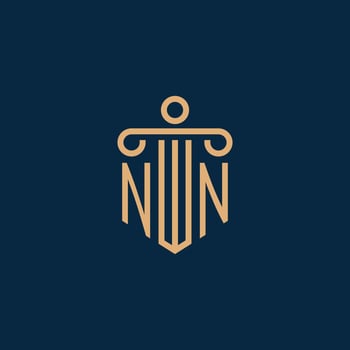 NN initial for law firm logo, lawyer logo with pillar vector