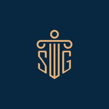 SG initial for law firm logo, lawyer logo with pillar vector