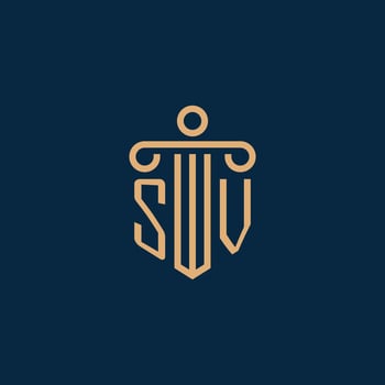 SV initial for law firm logo, lawyer logo with pillar vector