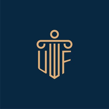UF initial for law firm logo, lawyer logo with pillar vector