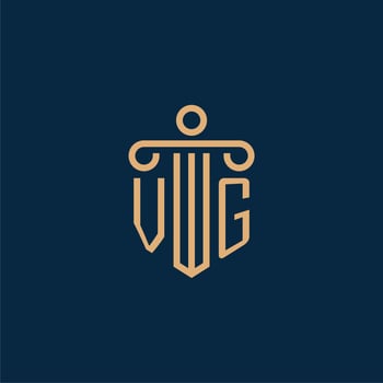 VG initial for law firm logo, lawyer logo with pillar vector