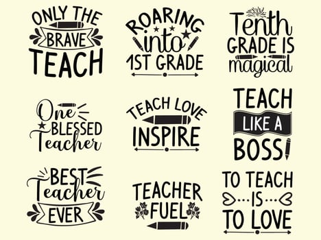 Teacher t-shirt design bundle vector