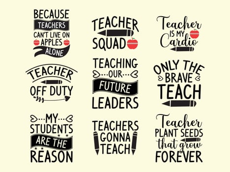 Teacher t-shirt design bundle vector