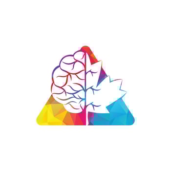 Creative brain and maple leaf logo design. Canada business sign. vector