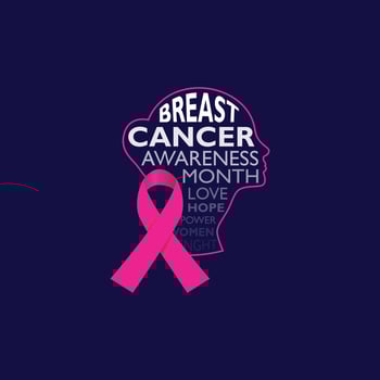 Breast Cancer Awareness Month Creative Lettering On Women Face Shape With Ribbon vector