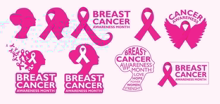 Breast Cancer Awareness Month Modern Illustration Graphic Template Vector Set Pink Color Background