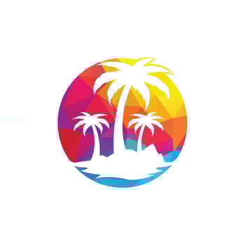 Tropical beach and palm tree logo design. Creative palm tree vector logo design