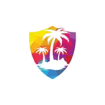 Tropical beach and palm tree logo design. Creative palm tree vector logo design