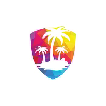 Tropical beach and palm tree logo design. Creative palm tree vector logo design