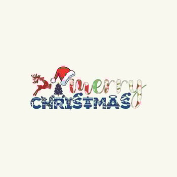 Buffalo Plaid Merry Christmas Vector illustration text on white background.White and Black Quote stock file Christmas Lettering Design Usable for banners ,gift, post card.