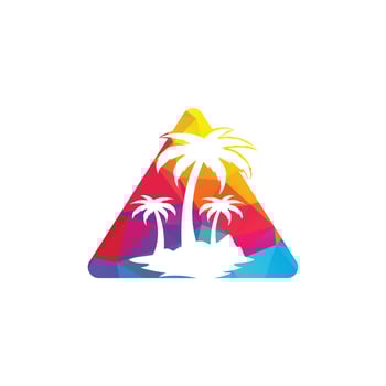 Tropical beach and palm tree logo design. Creative palm tree vector logo design
