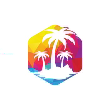 Tropical beach and palm tree logo design. Creative palm tree vector logo design