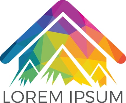 Mountain House Logo Design. Logo abstract roof with mountain shape design. vector