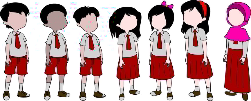 vector image of school boy and girl.