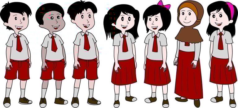 vector image of school boy and girl.