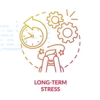 Long term stress red gradient concept icon. Anxiety disorder and fear. Mental health. Phobia cause abstract idea thin line illustration. Isolated outline drawing. vector