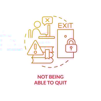 Not being able to quit red gradient concept icon. Playing obsession. Sign of game addiction abstract idea thin line illustration. Isolated outline drawing. vector