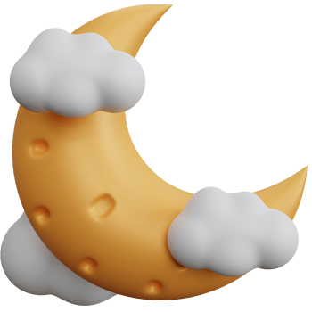 3d rendering Crescent moon with some clouds isolated png