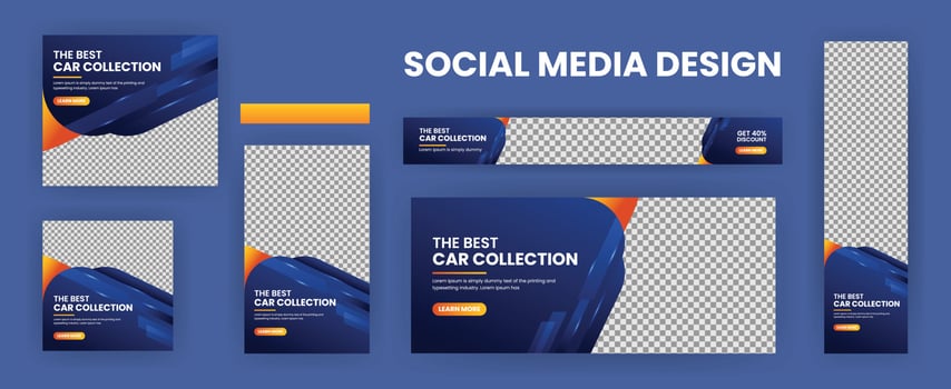 Car rental banner web template bundle design, Social Media Cover ads banner,Horizontal header web template. vector