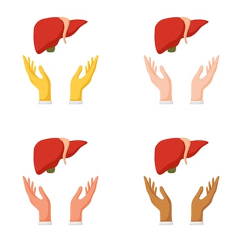 Set of hands gestures with liver vector