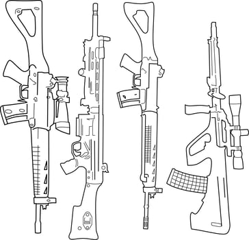 Guns coloring page vector