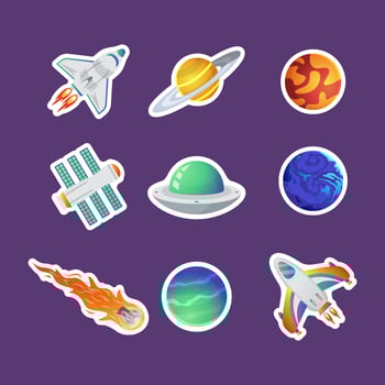 Outer Space Journal Sticker Collection vector