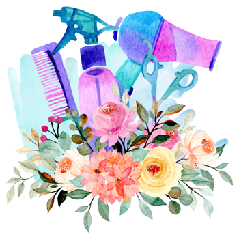 Hair Salon tools, Beauty,Watercolor,Floral, PNG