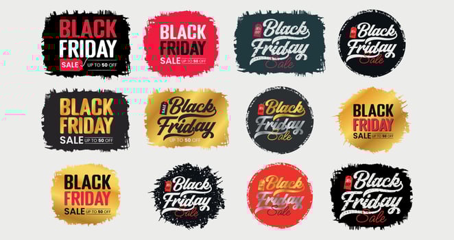 Set of Black friday sale banner badge templates, sales and discounts promotional labels, Vector set of discount labels,