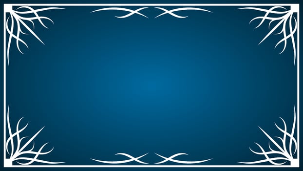 White frame with a pattern on a blue background. vector