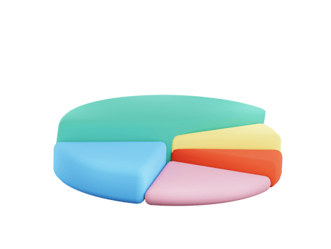 3D Multi-Color pie chart on white background. Business presentation. 3D Rendering. png