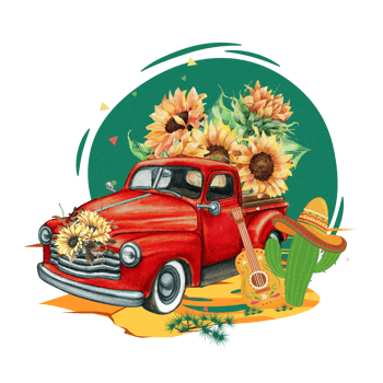 Wild West Cactus PNG, Sublimation Design, vintage truck png